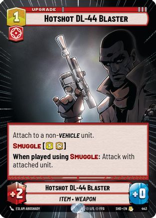 Hotshot DL-44 Blaster (Hyperspace) (443) - Shadows of the Galaxy - Premium Star Wars: Unlimited Single from Shadows of the Galaxy - Just $5.54! Shop now at Game Crave Tournament Store