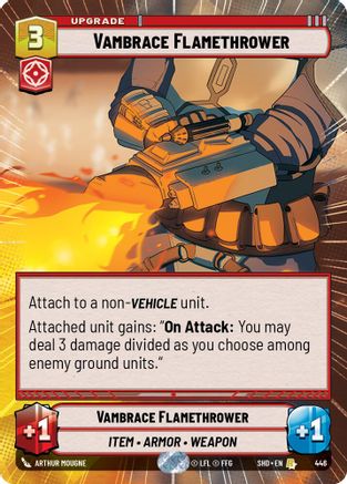 Vambrace Flamethrower (Hyperspace) (446) - Shadows of the Galaxy Foil - Premium Star Wars: Unlimited Single from Shadows of the Galaxy - Just $2.53! Shop now at Game Crave Tournament Store