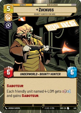 Zuckuss - Bounty Hunter for Hire (Hyperspace) (459) - Shadows of the Galaxy Foil - Premium Star Wars: Unlimited Single from Shadows of the Galaxy - Just $1.46! Shop now at Game Crave Tournament Store