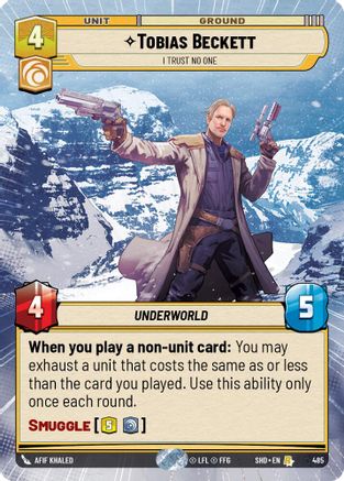 Tobias Beckett - I Trust No One (Hyperspace) (485) - Shadows of the Galaxy Foil - Premium Star Wars: Unlimited Single from Shadows of the Galaxy - Just $0.63! Shop now at Game Crave Tournament Store