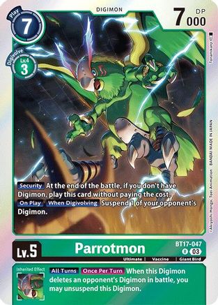 Parrotmon (BT17-047) - Secret Crisis Foil - Premium Digimon Single from Bandai - Just $0.25! Shop now at Game Crave Tournament Store