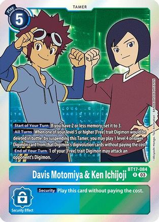 Davis Motomiya & Ken Ichijoji (BT17-084) - Secret Crisis Foil - Premium Digimon Single from Bandai - Just $0.25! Shop now at Game Crave Tournament Store