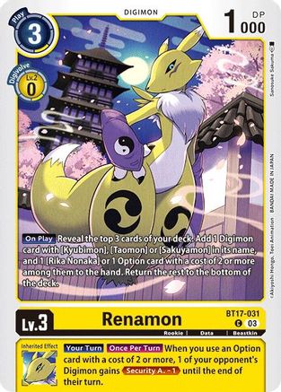 Renamon (BT17-031) - Secret Crisis - Premium Digimon Single from Bandai - Just $0.58! Shop now at Game Crave Tournament Store