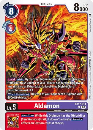 Aldamon (BT17-014) - Secret Crisis - Premium Digimon Single from Bandai - Just $0.25! Shop now at Game Crave Tournament Store