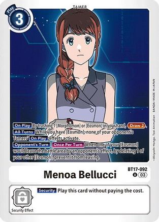 Menoa Bellucci (BT17-092) - Secret Crisis - Premium Digimon Single from Bandai - Just $0.25! Shop now at Game Crave Tournament Store