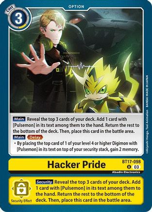 Hacker Pride (BT17-098) - Secret Crisis - Premium Digimon Single from Bandai - Just $0.25! Shop now at Game Crave Tournament Store