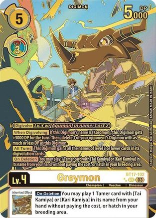 Greymon (Right) (Textured) (BT17-102) - Secret Crisis Foil - Premium Digimon Single from Bandai - Just $57.96! Shop now at Game Crave Tournament Store