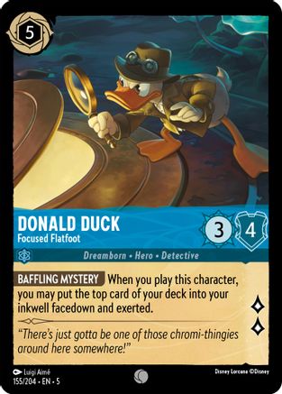 Donald Duck - Focused Flatfoot (155/204) - Shimmering Skies Cold Foil - Premium Lorcana Single from Shimmering Skies - Just $0.42! Shop now at Game Crave Tournament Store