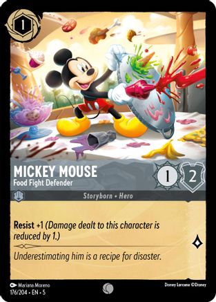 Mickey Mouse - Food Fight Defender (176/204) - Shimmering Skies - Premium Lorcana Single from Shimmering Skies - Just $0.25! Shop now at Game Crave Tournament Store