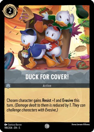 Duck for Cover! (198/204) - Shimmering Skies - Premium Lorcana Single from Shimmering Skies - Just $0.25! Shop now at Game Crave Tournament Store