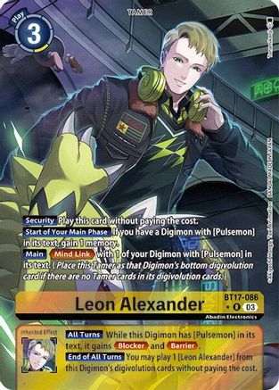 Leon Alexander (Alternate Art) (BT17-086) - Secret Crisis Foil - Premium Digimon Single from Bandai - Just $6.25! Shop now at Game Crave Tournament Store