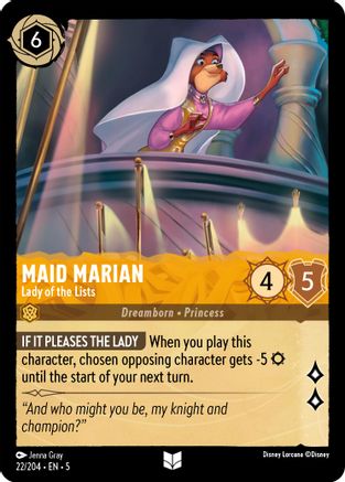 Maid Marian - Lady of the Lists (22/204) - Shimmering Skies - Premium Lorcana Single from Shimmering Skies - Just $0.25! Shop now at Game Crave Tournament Store