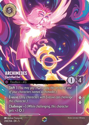 Archimedes - Electrified Owl (Enchanted) (208/204) - Shimmering Skies Holofoil - Premium Lorcana Single from Shimmering Skies - Just $37.09! Shop now at Game Crave Tournament Store