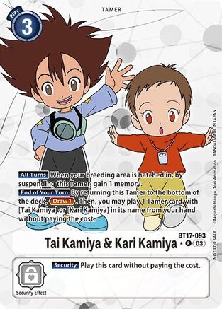 Tai Kamiya & Kari Kamiya (Alternate Art) (BT17-093) - Secret Crisis Foil - Premium Digimon Single from Bandai - Just $4.05! Shop now at Game Crave Tournament Store
