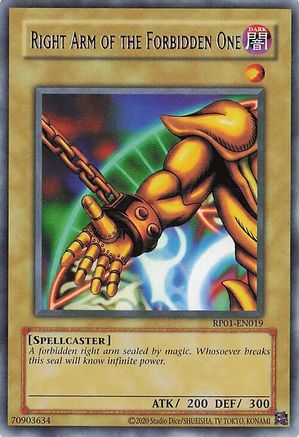 Right Arm of the Forbidden One (RP01-EN019) - Retro Pack (2020 Date Reprint) Unlimited - Premium Yugioh Single from Konami - Just $1.66! Shop now at Game Crave Tournament Store