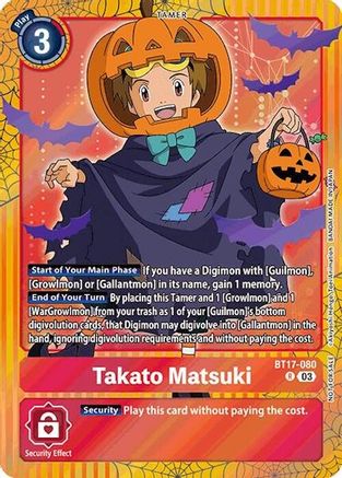 Takato Matsuki (Halloween Event 2024) (BT17-080) - Secret Crisis Foil - Premium Digimon Single from Bandai - Just $0.71! Shop now at Game Crave Tournament Store