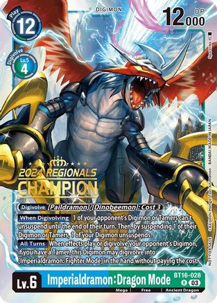 Imperialdramon: Dragon Mode (2024 Regionals Champion) (BT16-028) - Beginning Observer - Premium Digimon Single from Bandai - Just $142.50! Shop now at Game Crave Tournament Store
