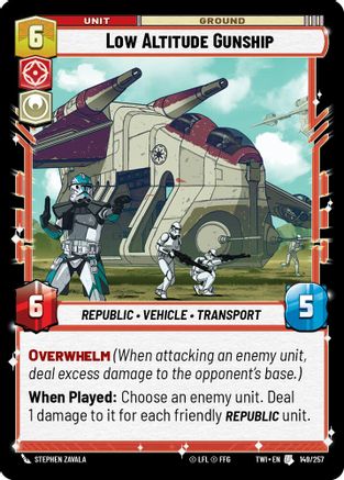 Low Altitude Gunship (149/257) - Twilight of the Republic - Premium Star Wars: Unlimited Single from Twilight of the Republic - Just $0.08! Shop now at Game Crave Tournament Store
