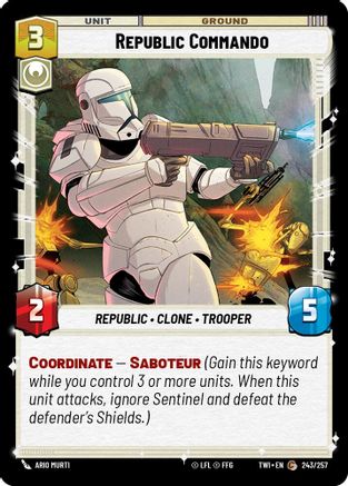 Republic Commando (243/257) - Twilight of the Republic Foil - Premium Star Wars: Unlimited Single from Twilight of the Republic - Just $0.08! Shop now at Game Crave Tournament Store