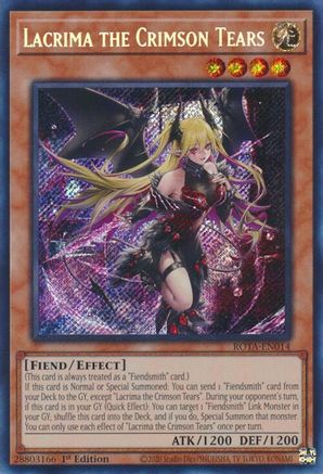 Lacrima the Crimson Tears (ROTA-EN014) - Rage of the Abyss 1st Edition - Premium Yugioh Single from Konami - Just $31.82! Shop now at Game Crave Tournament Store