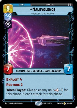 Malevolence - Grievous’s Secret Weapon (039/257) - Twilight of the Republic - Premium Star Wars: Unlimited Single from Twilight of the Republic - Just $0.16! Shop now at Game Crave Tournament Store