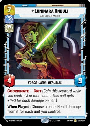 Luminara Unduli - Soft-Spoken Master (050/257) - Twilight of the Republic Foil - Premium Star Wars: Unlimited Single from Twilight of the Republic - Just $0.13! Shop now at Game Crave Tournament Store