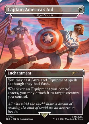 Sigarda's Aid (SLD-1727) - Secret Lair Drop / Captain America's Aid (Borderless) Foil - Premium MTG Single from Wizards of the Coast - Just $8.70! Shop now at Game Crave Tournament Store