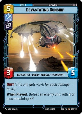 Devastating Gunship (036/257) - Twilight of the Republic Foil - Premium Star Wars: Unlimited Single from Twilight of the Republic - Just $0.08! Shop now at Game Crave Tournament Store