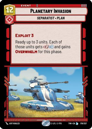 Planetary Invasion (178/257) - Twilight of the Republic Foil - Premium Star Wars: Unlimited Single from Twilight of the Republic - Just $0.38! Shop now at Game Crave Tournament Store