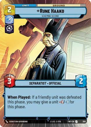 Rune Haako - Scheming Second (Hyperspace) (304) - Twilight of the Republic - Premium Star Wars: Unlimited Single from Twilight of the Republic - Just $0.09! Shop now at Game Crave Tournament Store