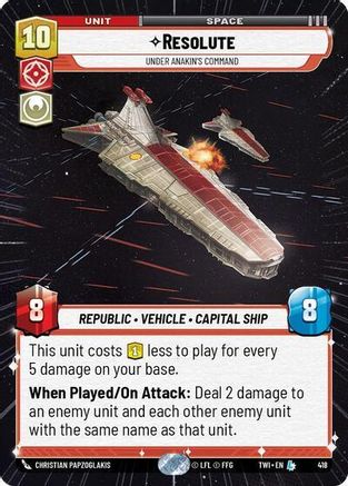 Resolute - Under Anakin's Command (Hyperspace) (418) - Twilight of the Republic - Premium Star Wars: Unlimited Single from Twilight of the Republic - Just $1.20! Shop now at Game Crave Tournament Store