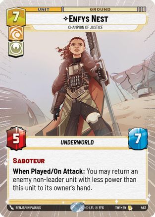 Enfys Nest - Champion of Justice (Hyperspace) (463) - Twilight of the Republic Foil - Premium Star Wars: Unlimited Single from Twilight of the Republic - Just $3! Shop now at Game Crave Tournament Store