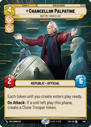 Chancellor Palpatine - Wartime Chancellor (Hyperspace) (468) - Twilight of the Republic - Premium Star Wars: Unlimited Single from Twilight of the Republic - Just $1.18! Shop now at Game Crave Tournament Store
