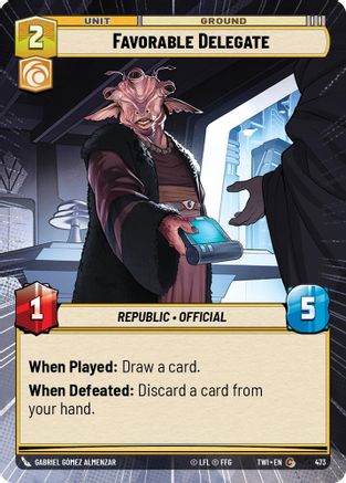 Favorable Delegate (Hyperspace) (473) - Twilight of the Republic Foil - Premium Star Wars: Unlimited Single from Twilight of the Republic - Just $0.09! Shop now at Game Crave Tournament Store