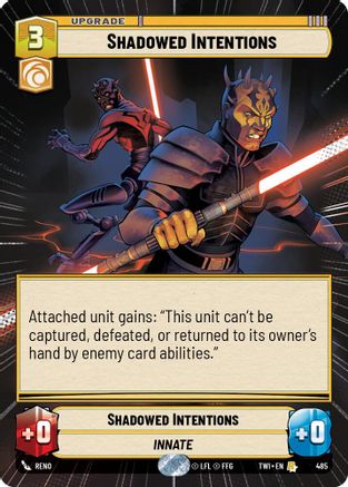 Shadowed Intentions (Hyperspace) (485) - Twilight of the Republic - Premium Star Wars: Unlimited Single from Twilight of the Republic - Just $0.51! Shop now at Game Crave Tournament Store