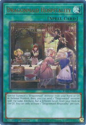 Dragonmaid Hospitality (UR) (RA03-EN068) - Quarter Century Bonanza 1st Edition - Premium Yugioh Single from Konami - Just $0.25! Shop now at Game Crave Tournament Store