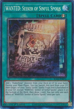 WANTED: Seeker of Sinful Spoils (PCR) (RA03-EN074) - Quarter Century Bonanza 1st Edition - Premium Yugioh Single from Konami - Just $2.82! Shop now at Game Crave Tournament Store