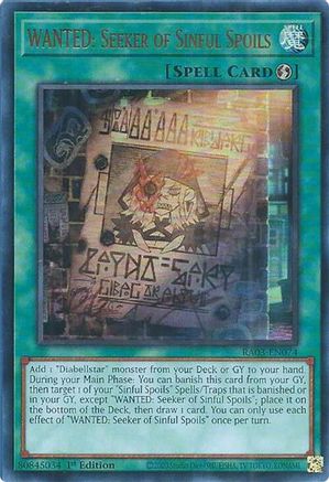 WANTED: Seeker of Sinful Spoils (UR) (RA03-EN074) - Quarter Century Bonanza 1st Edition - Premium Yugioh Single from Konami - Just $0.70! Shop now at Game Crave Tournament Store
