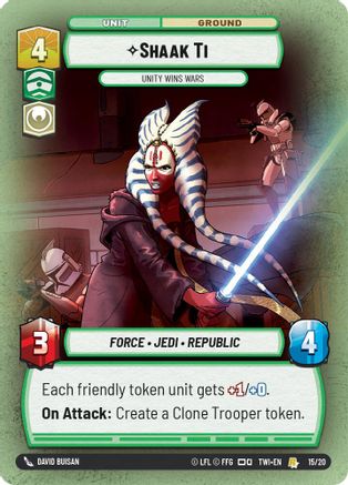 Shaak Ti - Unity Wins Wars (15/20) - Twilight of the Republic Weekly Play Promos - Premium Star Wars: Unlimited Single from Twilight of the Republic: Weekly Play Promos - Just $0.22! Shop now at Game Crave Tournament Store