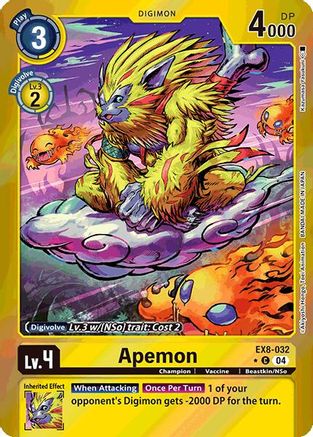 Apemon (Limited Foil) (EX8-032) - Chain of Liberation Foil - Premium Digimon Single from Bandai - Just $1.14! Shop now at Game Crave Tournament Store