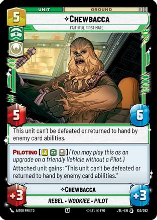 Chewbacca - Faithful First Mate (103/262) - Jump to Lightspeed - Premium Star Wars: Unlimited Single from Fantasy Flight Games - Just $1.31! Shop now at Game Crave Tournament Store