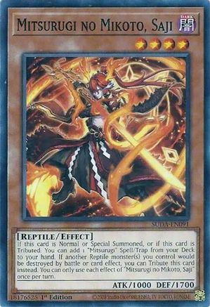 Mitsurugi no Mikoto, Saji (SUDA-EN091) - Supreme Darkness 1st Edition - Premium Yugioh Single from Konami - Just $0.25! Shop now at Game Crave Tournament Store