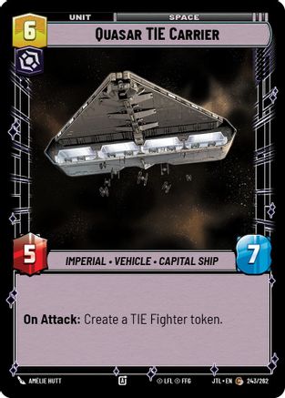 Quasar TIE Carrier (243/262) - Jump to Lightspeed - Premium Star Wars: Unlimited Single from Fantasy Flight Games - Just $0.08! Shop now at Game Crave Tournament Store
