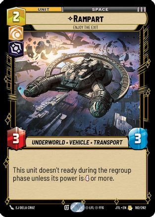 Rampart - Enjoy the Exit (182/262) - Jump to Lightspeed - Premium Star Wars: Unlimited Single from Fantasy Flight Games - Just $0.08! Shop now at Game Crave Tournament Store