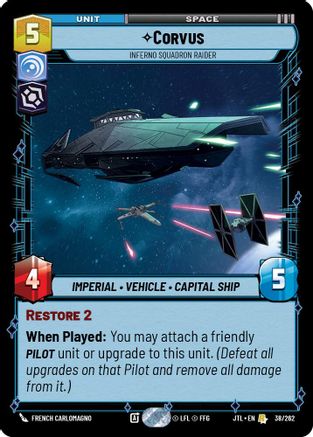Corvus - Inferno Squadron Raider (038/262) - Jump to Lightspeed - Premium Star Wars: Unlimited Single from Fantasy Flight Games - Just $0.22! Shop now at Game Crave Tournament Store