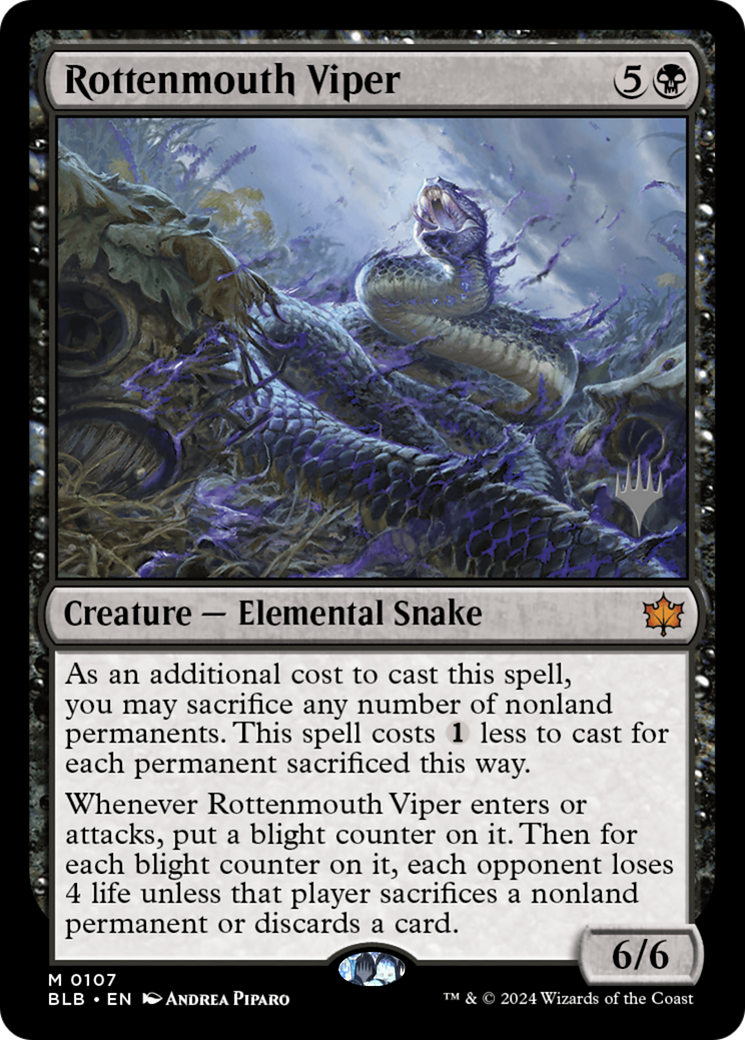 Rottenmouth Viper (PBLB-107P) - Bloomburrow Promos - Premium MTG Single from Wizards of the Coast - Just $4.59! Shop now at Game Crave Tournament Store