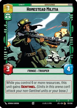 Homestead Militia (113/262) - Jump to Lightspeed - Premium Star Wars: Unlimited Single from Fantasy Flight Games - Just $0.08! Shop now at Game Crave Tournament Store