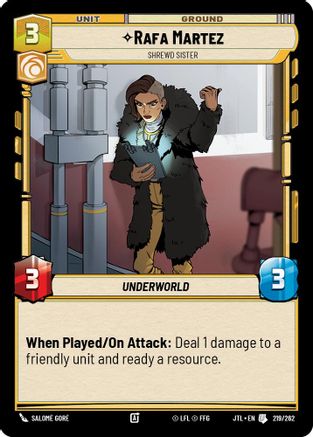 Rafa Martez - Shrewd Sister (219/262) - Jump to Lightspeed - Premium Star Wars: Unlimited Single from Fantasy Flight Games - Just $0.08! Shop now at Game Crave Tournament Store