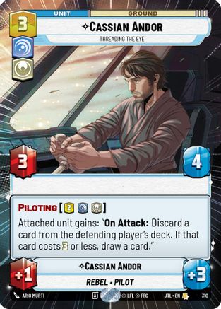 Cassian Andor - Threading the Eye (Hyperspace) (310) - Jump to Lightspeed - Premium Star Wars: Unlimited Single from Fantasy Flight Games - Just $0.30! Shop now at Game Crave Tournament Store