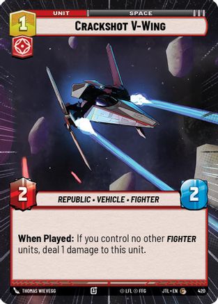 Crackshot V-Wing (Hyperspace) (420) - Jump to Lightspeed - Premium Star Wars: Unlimited Single from Fantasy Flight Games - Just $0.09! Shop now at Game Crave Tournament Store